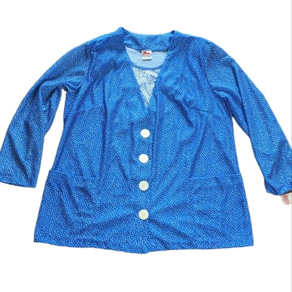 Vintage Manhattan Plaza 80s top layered blue and white size 16.5 NWT - Picture 1 of 10